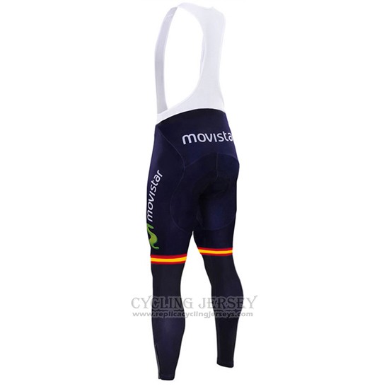 2017 Cycling Jersey Movistar Champion Spain Long Sleeve and Bib Tight